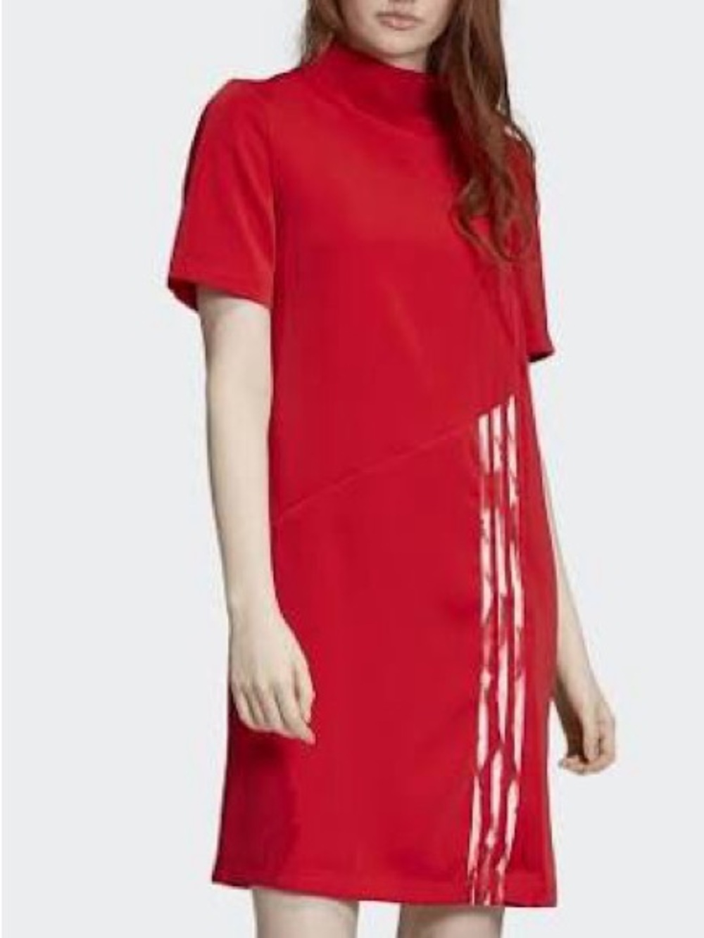 Adidas Daniëlle Cathari Mock Neck Shirt Sleeve Red Dress Size Large